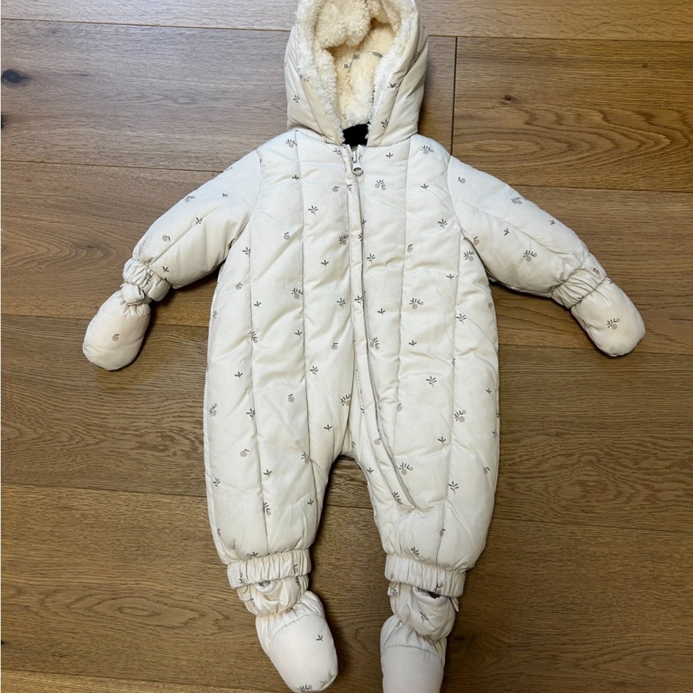 Cozy Cream Baby One Piece Snowsuit